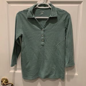 Lands end XS (2-4) Cotton 3/4 sleeve, 3/4 button shirt with collar